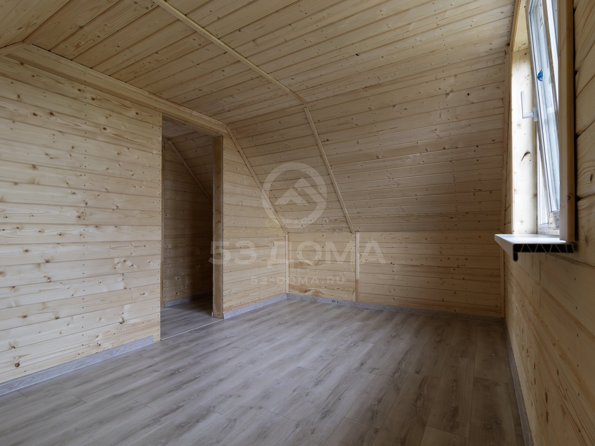 Каркасный дом ДК302 7,5х6 м с мансардой и террасой