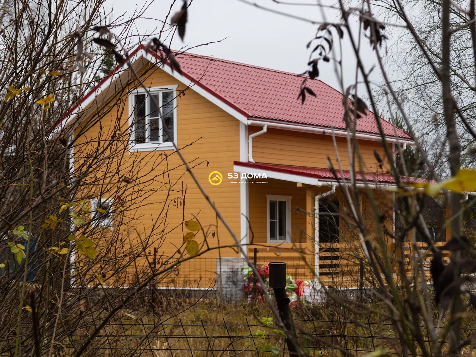 Каркасный дом 6х8 м, с мансардой и террасой, 4 недели
