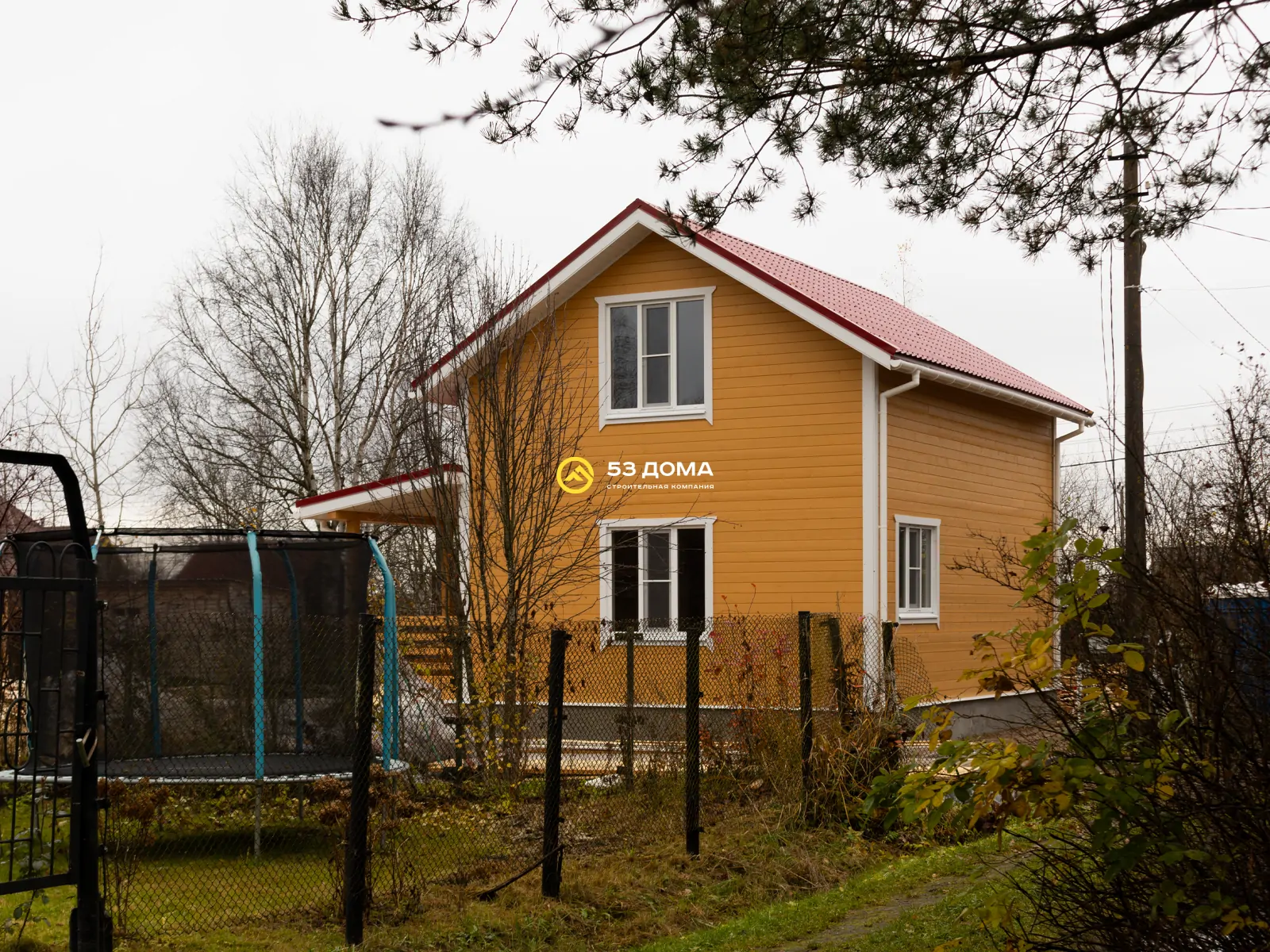 Каркасный дом 6х8 м, с мансардой и террасой, 4 недели