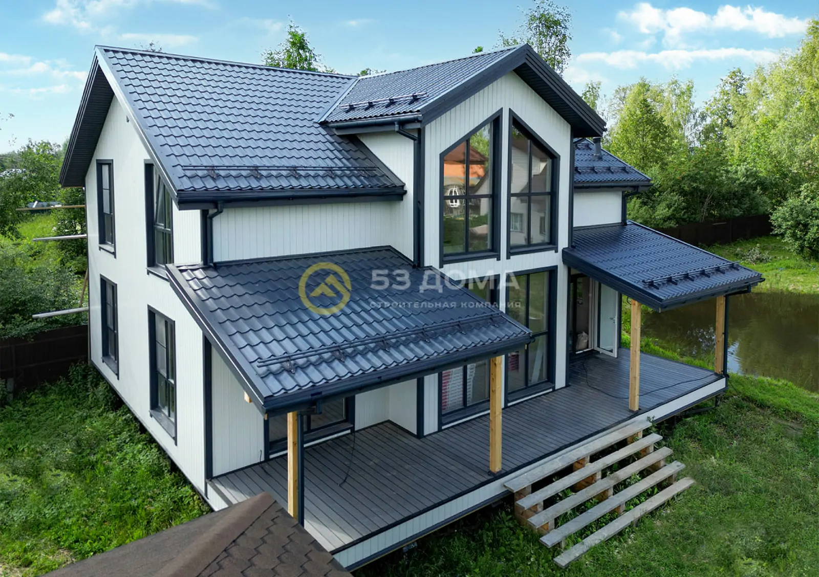 Каркасный дом 13,5х12 м, 1,5 эт