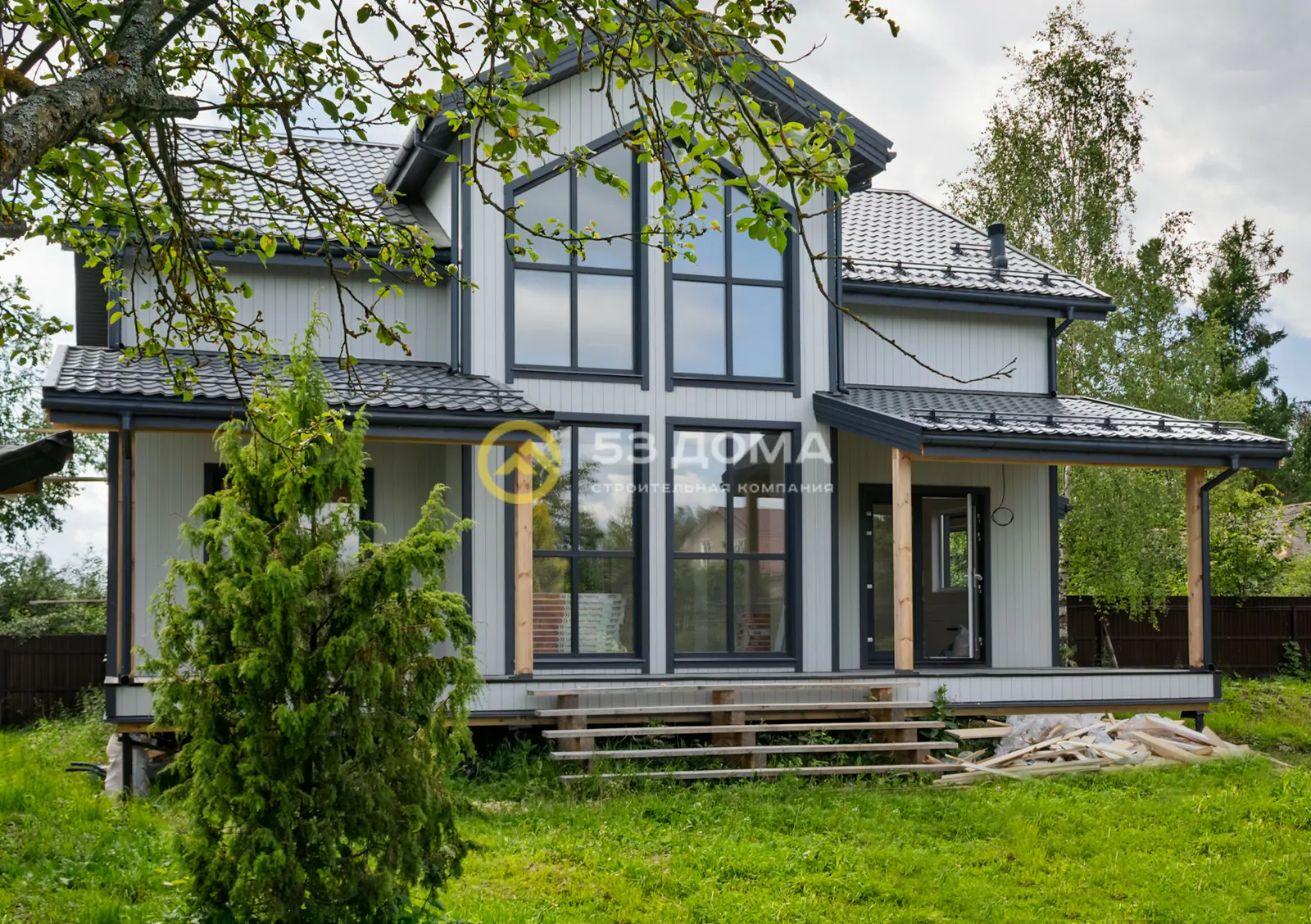 Каркасный дом 13,5х12 м, 1,5 эт