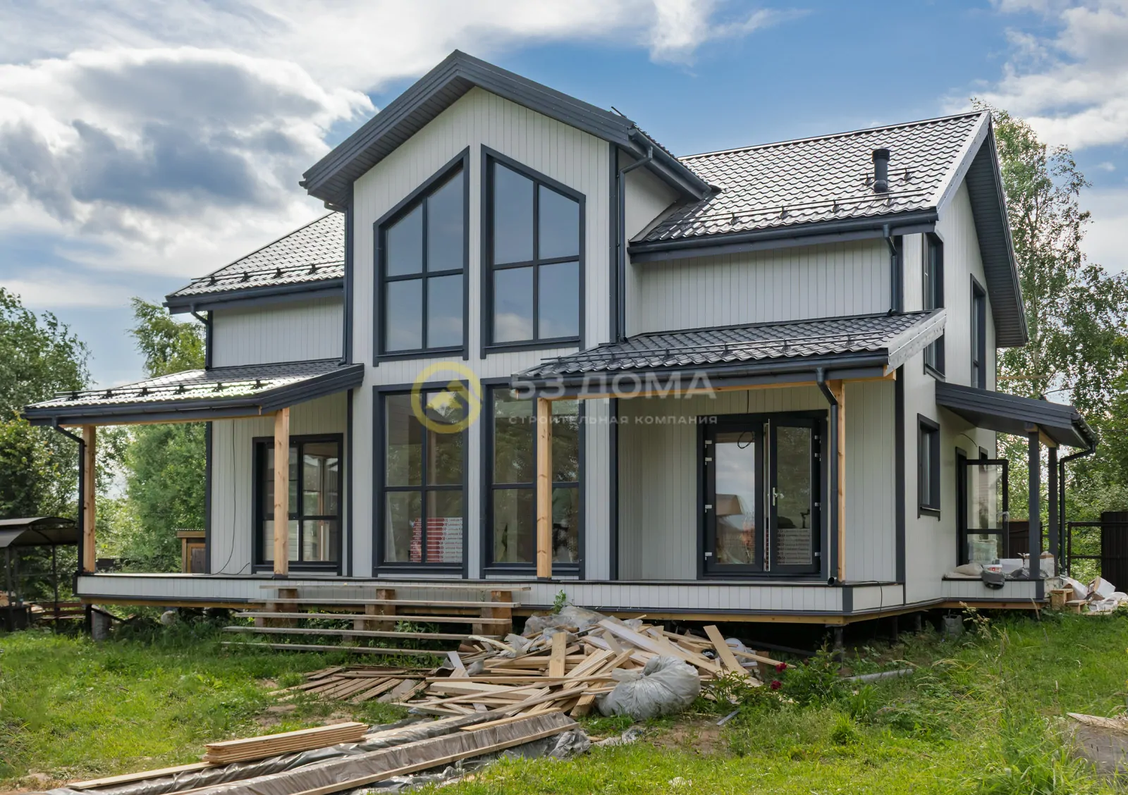 Каркасный дом 13,5х12 м, 1,5 эт