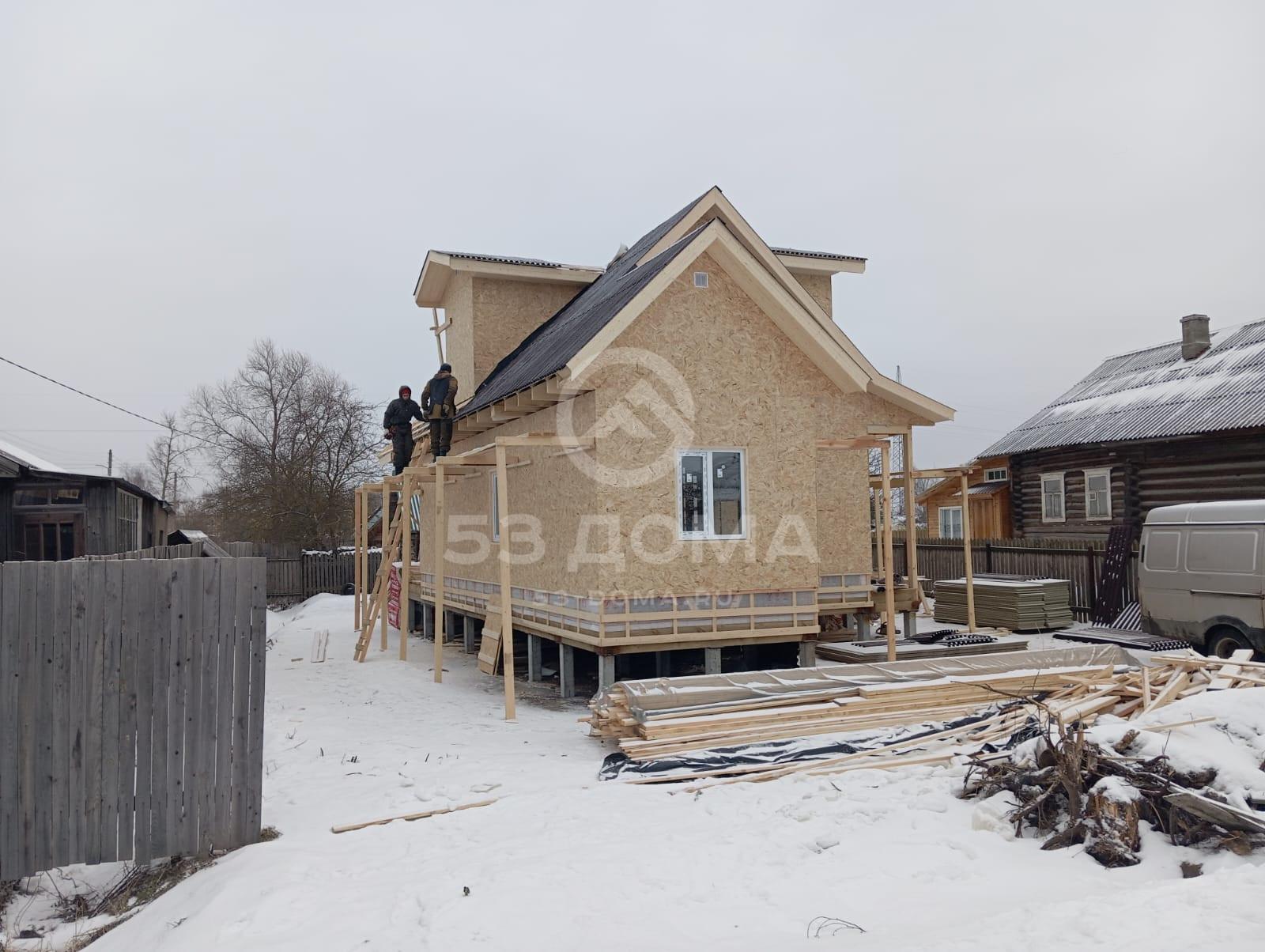 Каркасный дом с мансардой 13х7 м, с террасой 2*6 и балконом, 3 недели