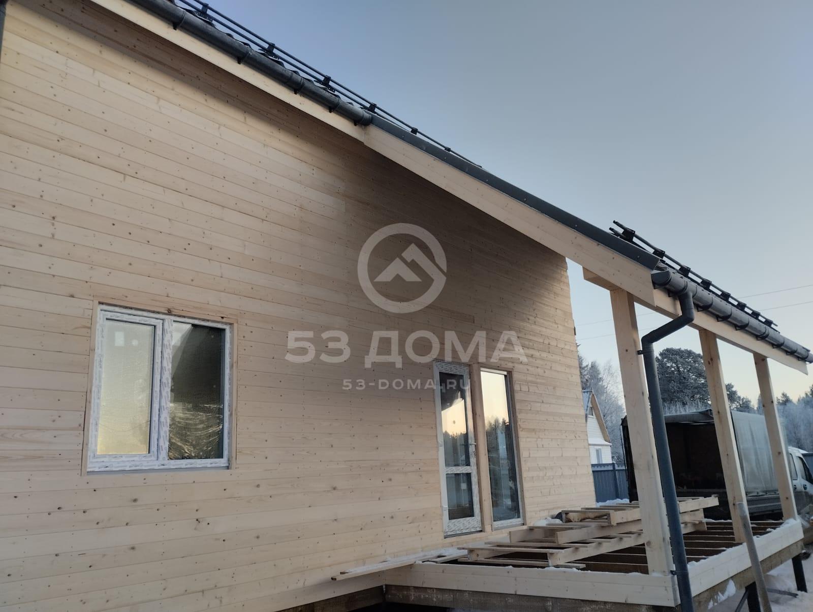 Каркасный дом 1,5 эт, 9х7,5 м с террасой, 4 недели