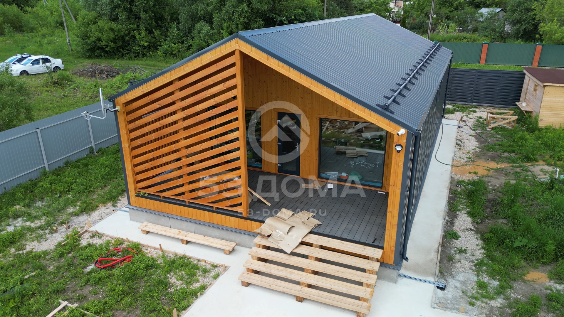 Каркасный дом 7,5х14 м, 1 эт, 4 недели