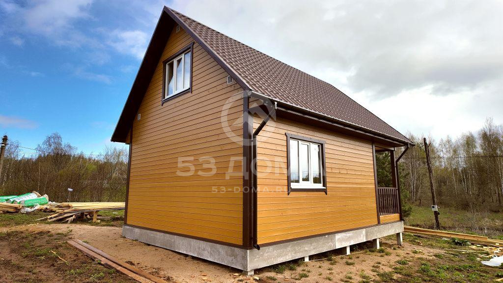 Каркасный дом 6х8 м с мансардой, террасой и балконом, 30 дней