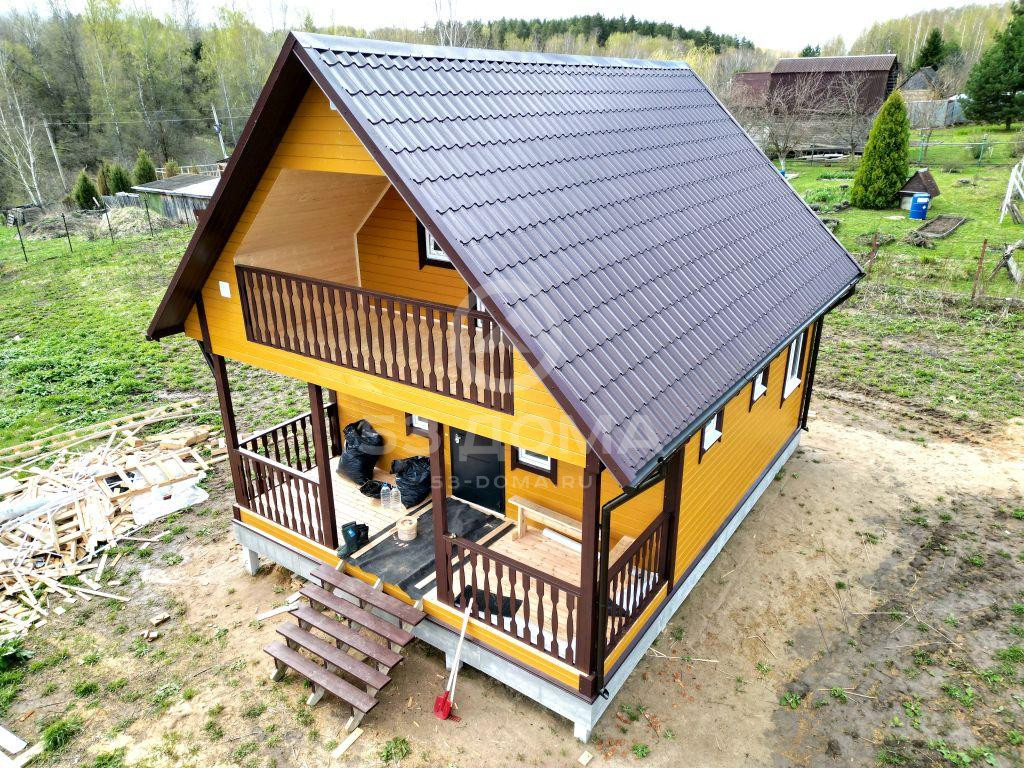 Каркасный дом 6х8 м с мансардой, террасой и балконом, 30 дней