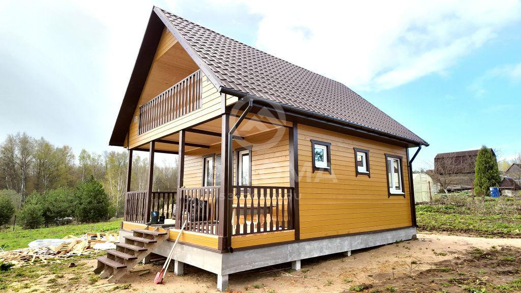Каркасный дом 6х8 м с мансардой, террасой и балконом, 30 дней