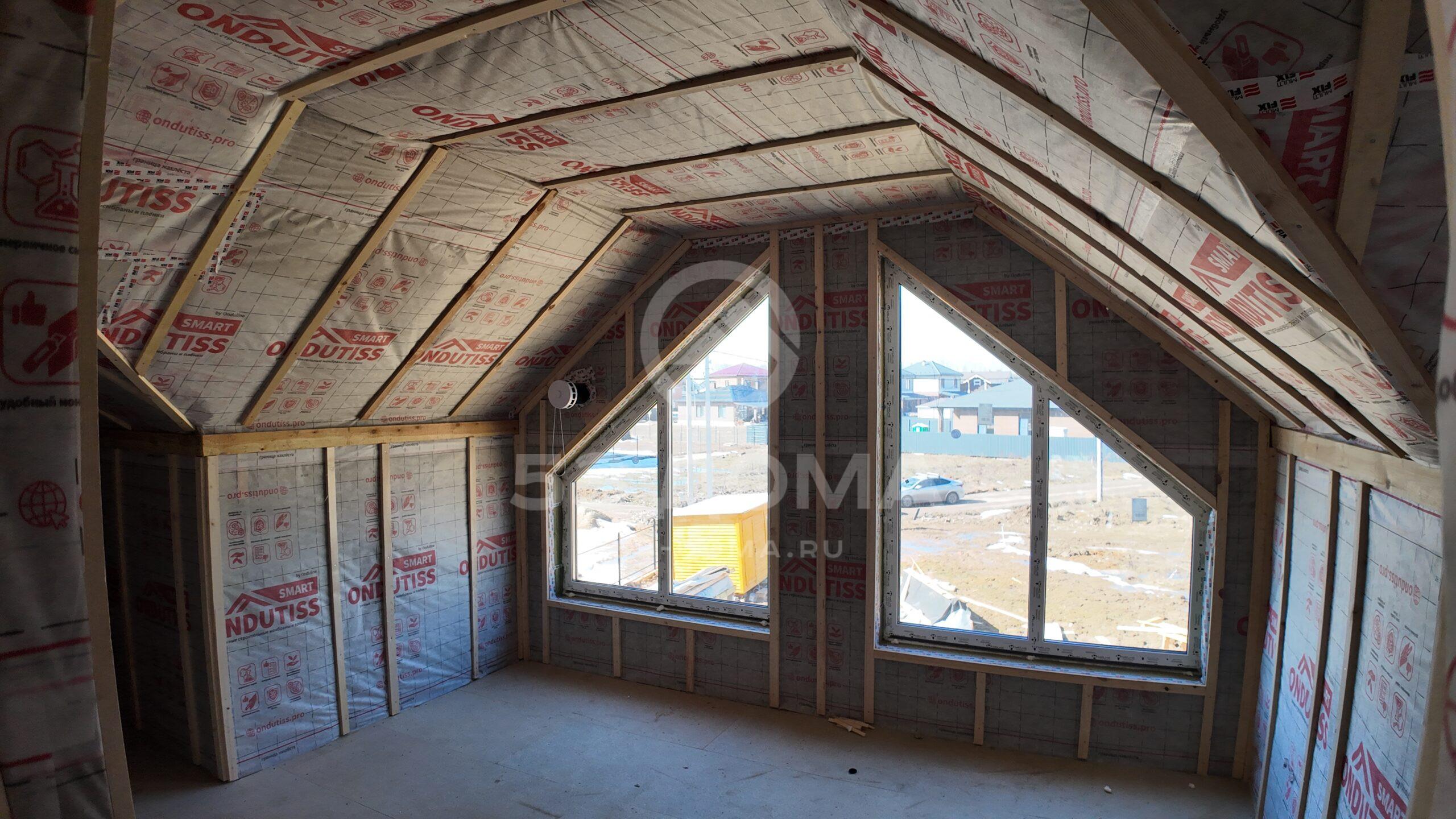 Каркасный дом 1,5 эт, 8х13 м с террасой (без отделки). Срок строительства: с 20 января 2024 по 29 марта 2024 г.