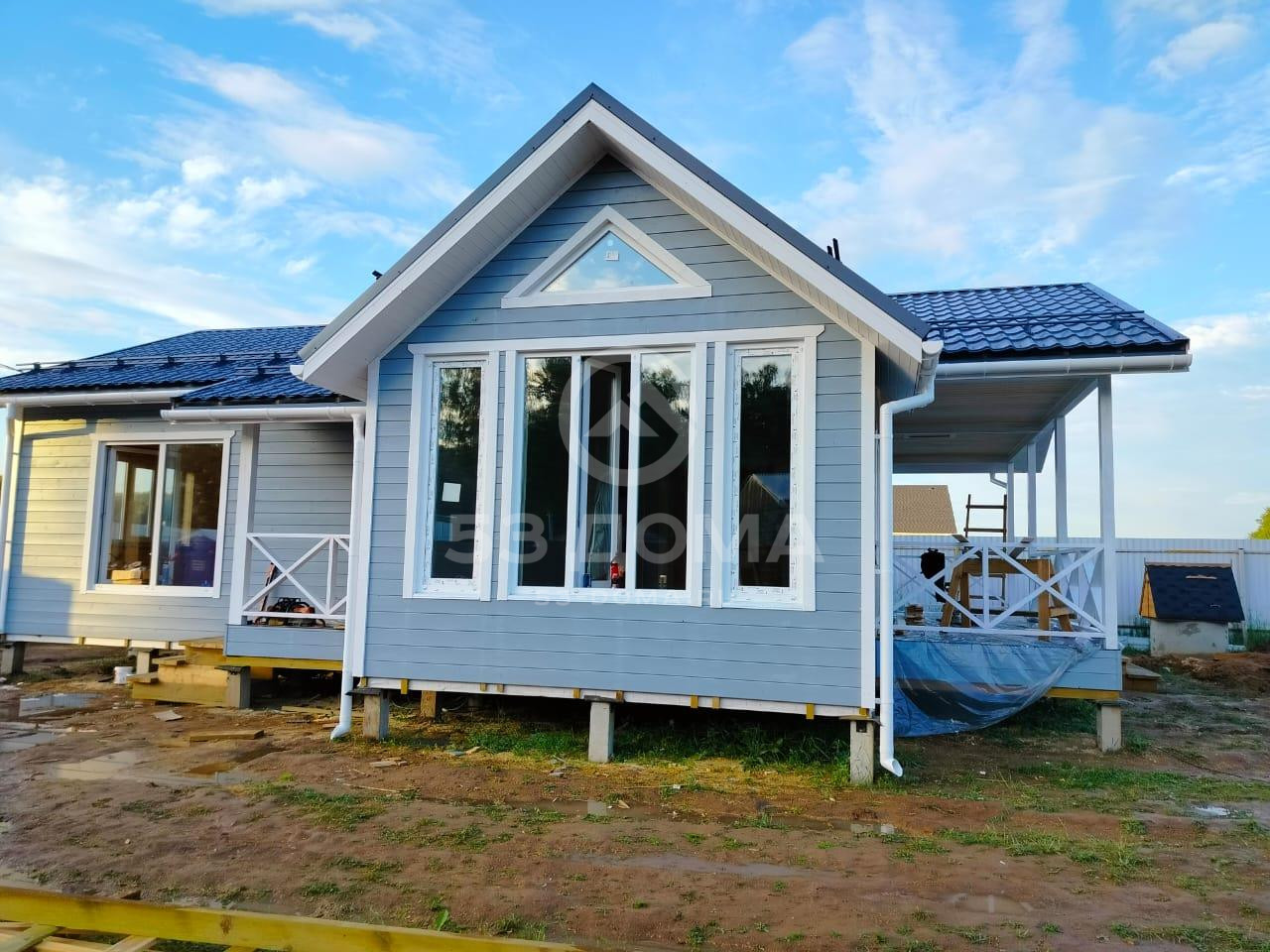Каркасный дом 10х8,5 м с террасой, 4 недели