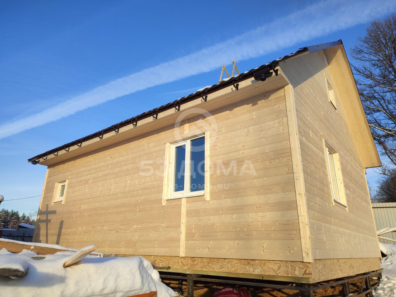 Каркасный дом 6×8 м с крыльцом, 4 недели
