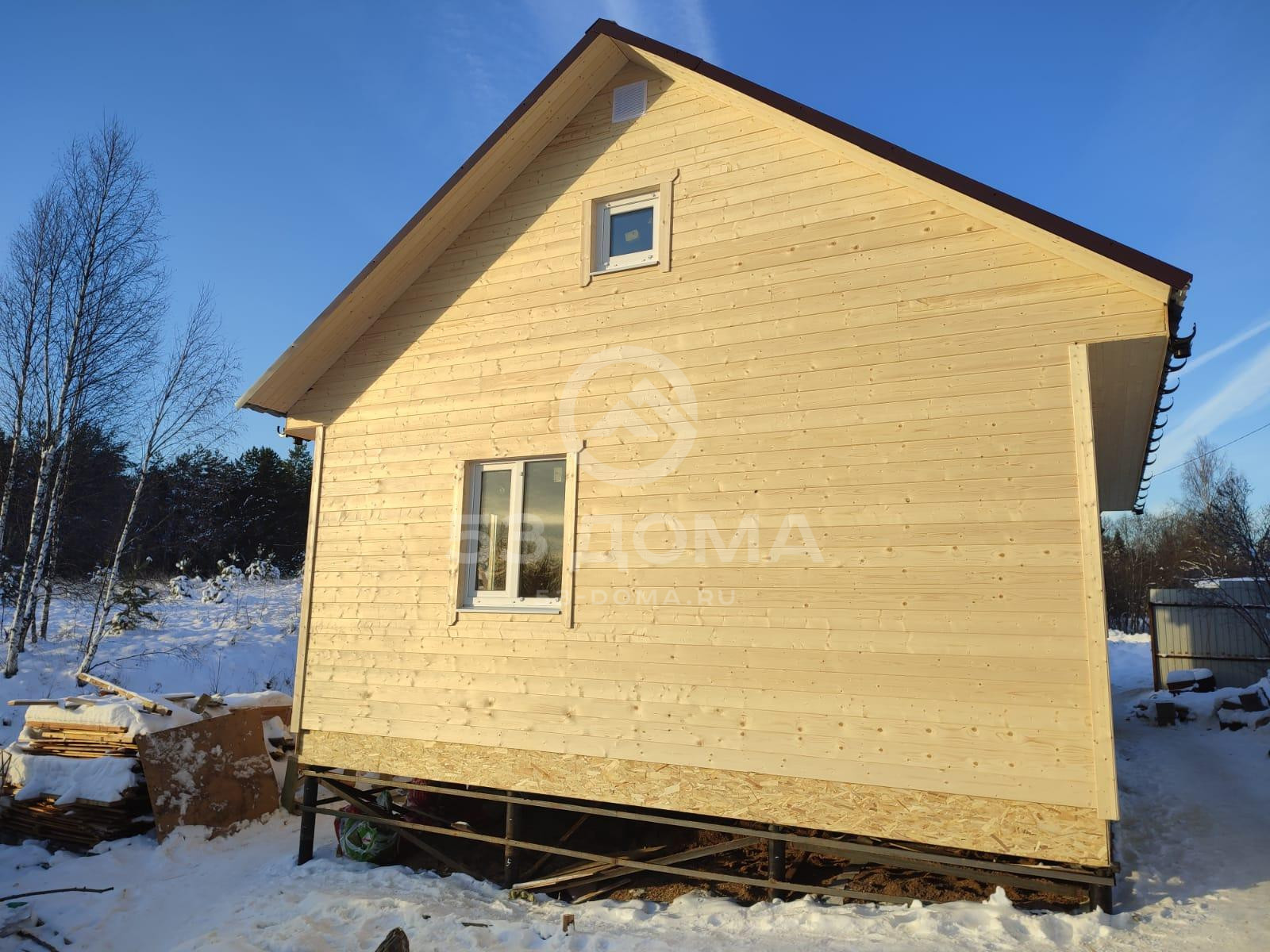 Каркасный дом 6×8 м с крыльцом, 4 недели