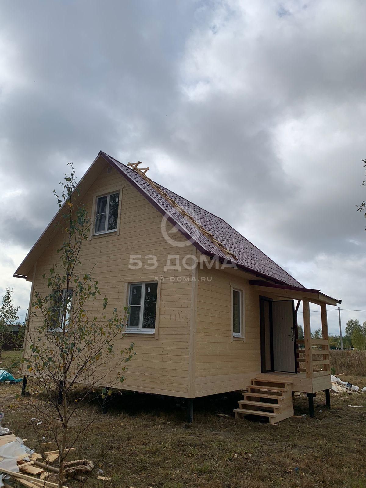 Каркасный дом с мансардой и крыльцом по проекту заказчика 6х6, 3 недели