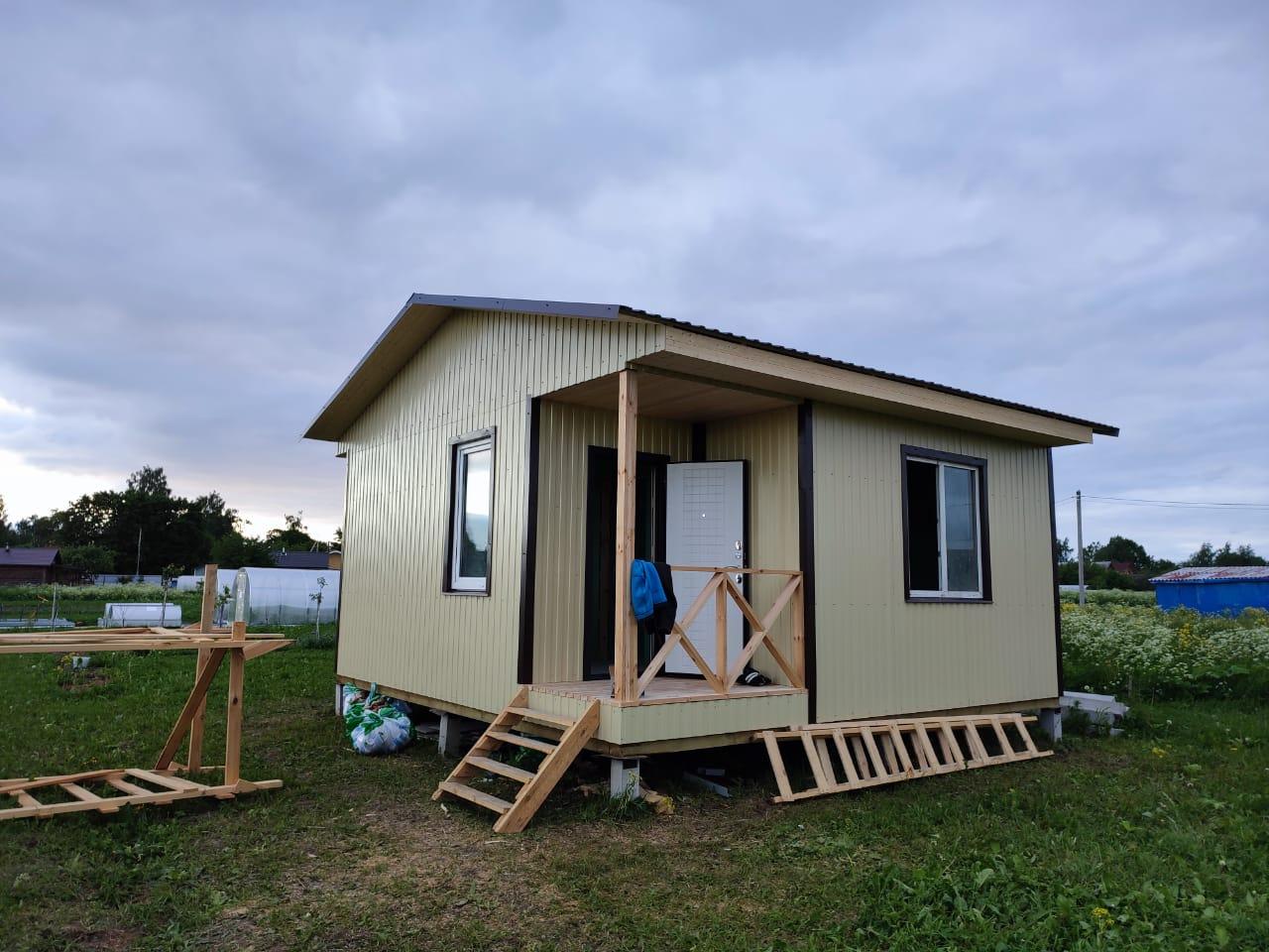 Каркасный дом 6×6 с террасой 1,5×2м, 2 недели