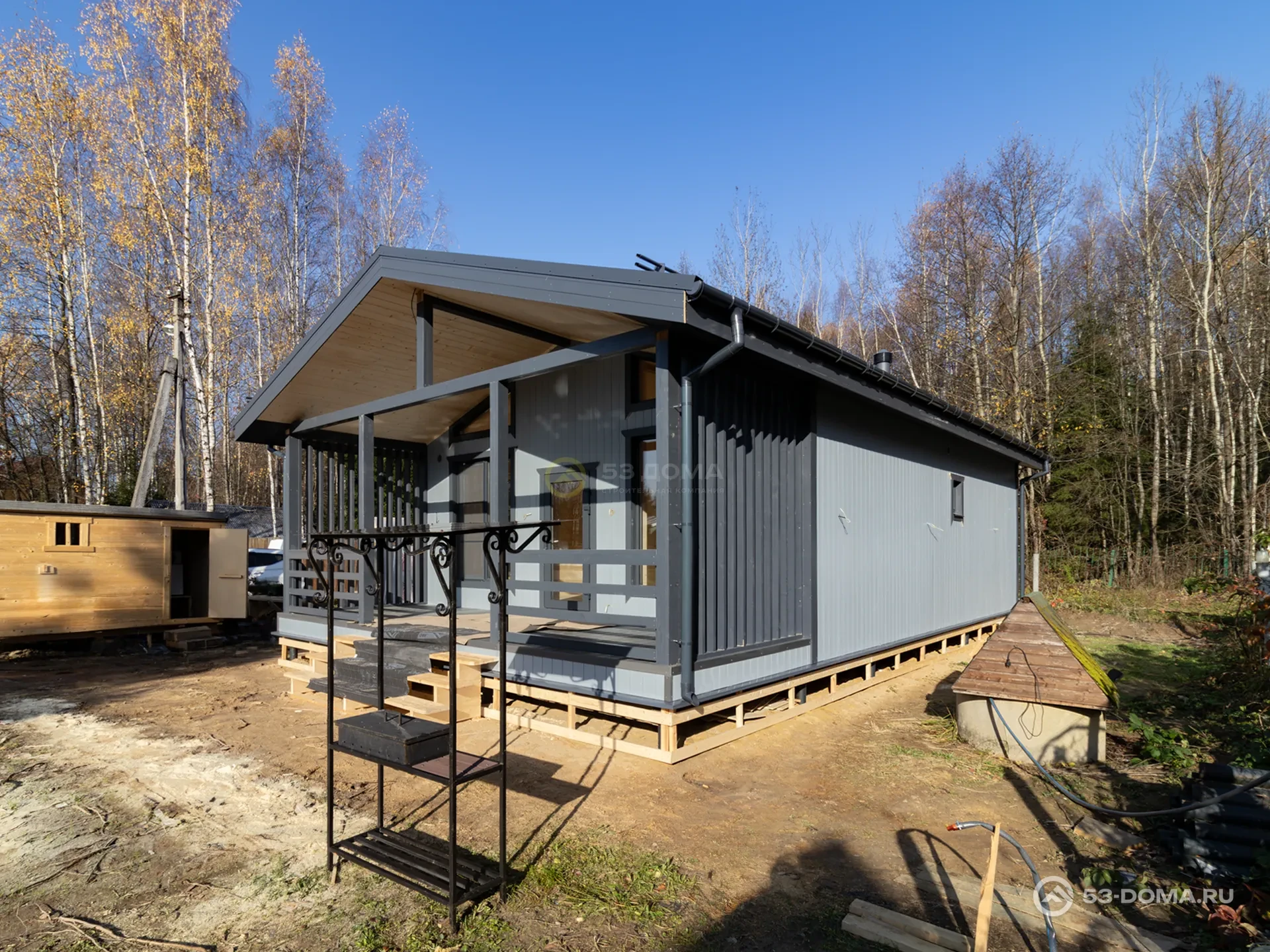 Каркасный дом по проекту ДК 202, 12×7 м с крыльцом 2,5×1,5 м, 3 недели
